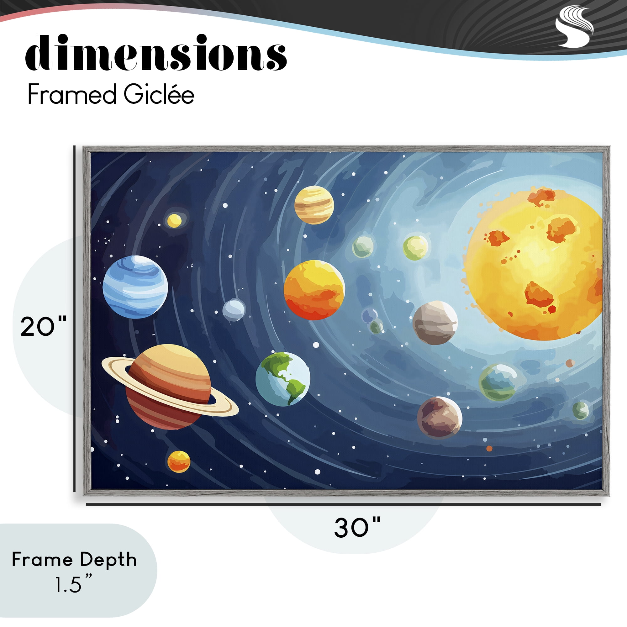 Stupell Industries Solar System Planets Orbit Gray Framed Giclee Art, design by Creative Studio