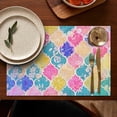 thumbnail image 4 of Multi Color Floral Checkered Pattern Summer Placemats Table Placemats Set Of 6-Linen Kitchen Washable Placemats Table Mats 11.8"x17.7" Non-Slip Heat Resistant, 4 of 5