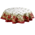 thumbnail image 1 of Violet Linen Nappe de Noël Décorative Fleur Européenne, Poinsettia & Houx Imprimé - 70 Pouces Ronde, 1 of 2
