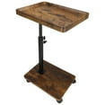 thumbnail image 6 of Beuway Edge-Raised C-Shaped Side Table with Wheels,Height Adjustable & 360°Swivel Top End Table(Vintage Brown Grain), 6 of 10
