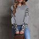 thumbnail image 4 of Blusas con estampado de leopardo para mujer, Tops elegantes informales con bloques de Color, camiseta holgada de otoño con cuello redondo para mujer, camiseta gris XXL, 4 of 6