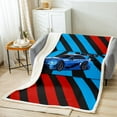 thumbnail image 2 of YST Racing Car Throw Blanket,Kids Blue And Red Race Track Fleece Blanket,Extreme Speed Sports Car Blanket,Girls Sports Car Decor Plush Bed Blanket 40"X50", 2 of 6