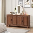 thumbnail image 2 of YOCWO Walnut Sideboard and Buffets, Mid Century Storage Cabinets with 4 Doors and Adjustable Shelves Buffet Cabinet for Kitchen Dining Room Living Room Bedroom, 2 of 6