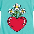 thumbnail image 3 of Instant Message - Flowers In Heart - Toddler And Youth Girls Short Sleeve Graphic T-Shirt, 3 of 6