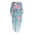 thumbnail image 5 of Xoenoiee Blue Cherry Blossom Print Kaftan Dresses for Women, V Neck Moo Moos Cover Up Caftan Batwing Sleeve Beach Dresses for Swimwear Loungewear, 5 of 7