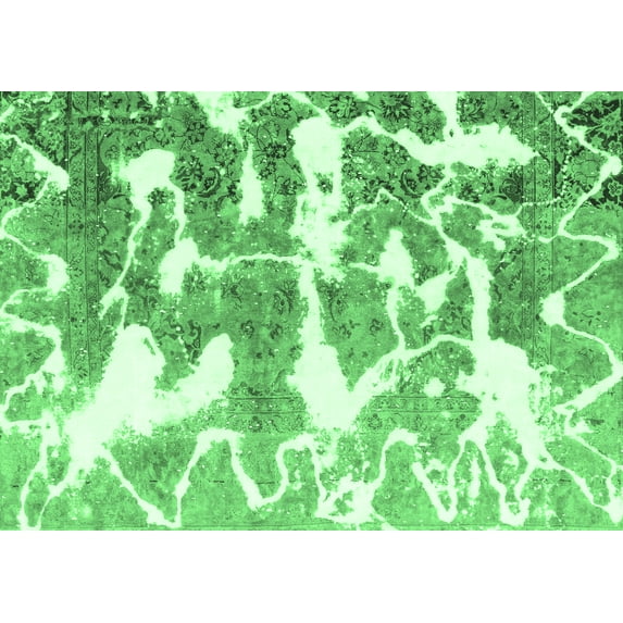 Ahgly Company Indoor Rectangle Abstract Emerald Green Modern Area Rugs, 2' x 4'