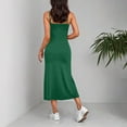 thumbnail image 6 of Simua Women's Summer Fashion Dress Sexy Spaghetti Strap Split Solid Color Backless Slim Midi Dress, 6 of 9