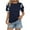 Navy, variant on JSheng Women's Summer Slim Tops Ladies Casual Bubble Sleeve Round Neck Short Sleeve Blouse