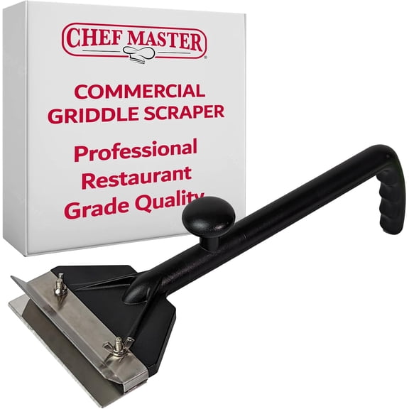 Chef-Master 90254 Griddle Scraper, Flat Iron Grill Griddle Scraper, Professional Restaurant Grade Quality, Blackstone Grill Griddle Scraper, Long Handle for Added Protection