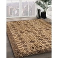 thumbnail image 3 of Ahgly Company Machine Washable Indoor Round Abstract Saddle Brown Area Rugs, 3' Round, 3 of 7