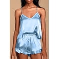 thumbnail image 6 of SOMER Sexy Pajamas for Women Set Silk Satin Ruffled Cute Pajama Sets for Women 2 Piece Cami White Shorts Sets Cozy Sleepwear, 6 of 8