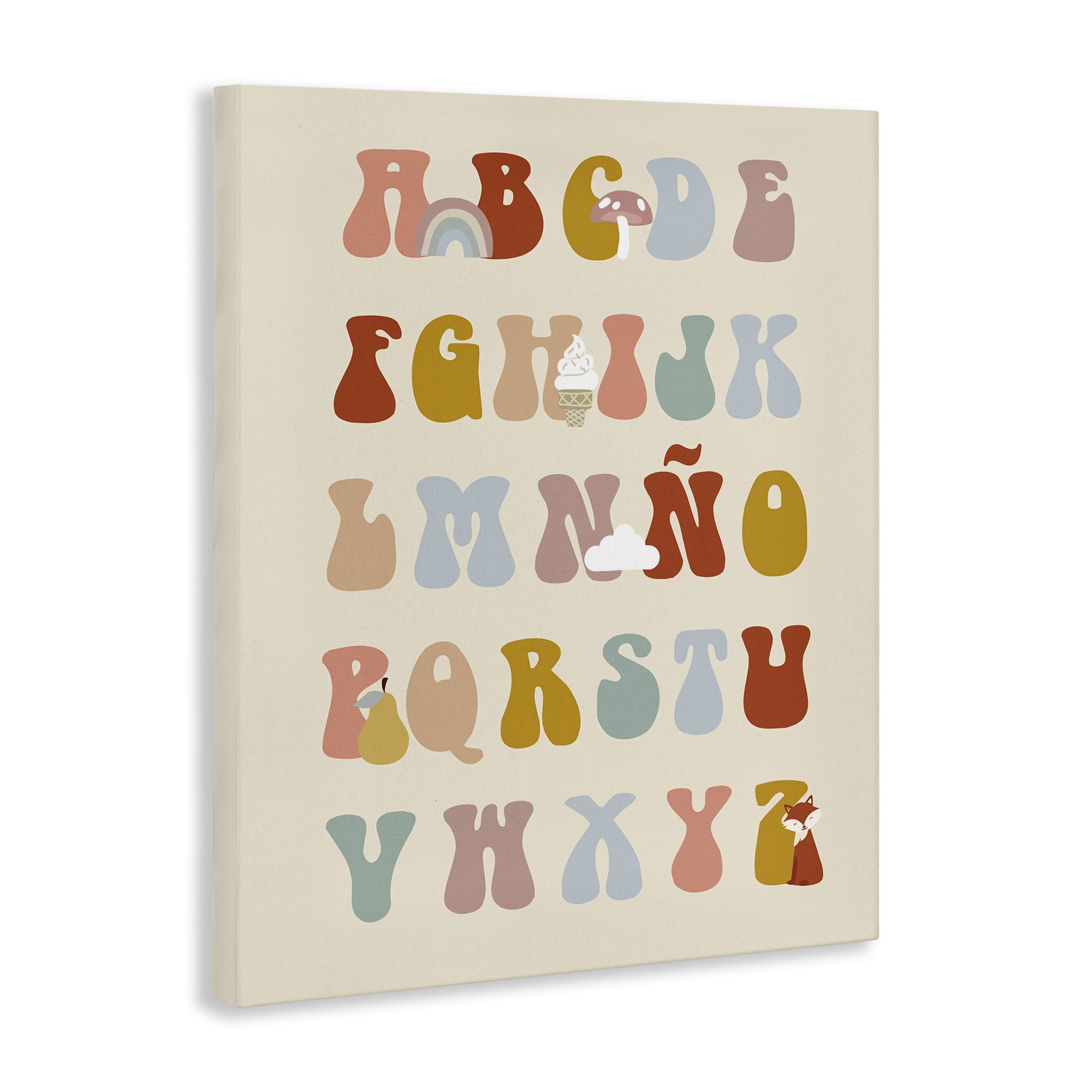 Stupell Industries Alfabeto Ilustrado Infantil Charts and Diagrams Painting Wrapped Canvas Art Print Wall Art, 30 x 40