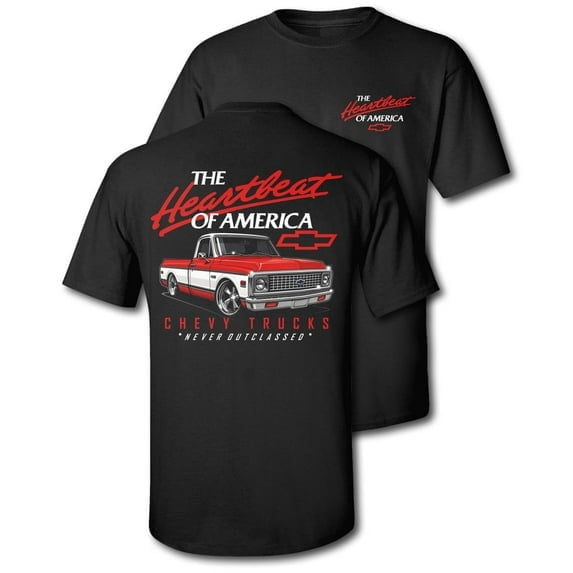 Chevy Trucks Never Outclassed Heartbeat of America Red Legend Editon Cotton T-Shirt - Gift for Him