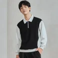 thumbnail image 2 of Polo de sudadera con media cremallera para hombre, ropa de calle, citas sociales, top coreano de otoño e invierno, ropa de hombre elástica de manga larga japonesa, 2 of 4