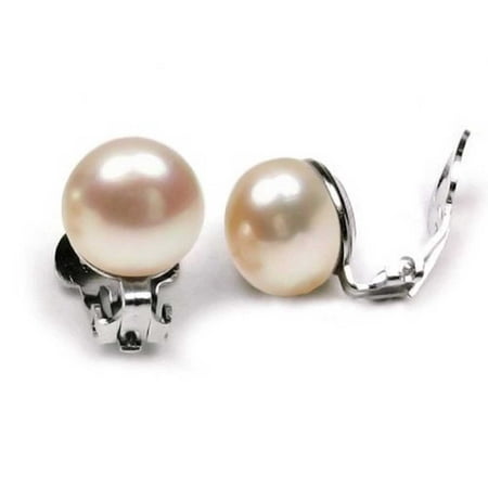 - Pale Pink Freshwater Cultured Pearl Clip On Ball Stud Earrings For Women 925 Sterling Silver Non Pierced Ear
