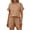 Orange, variant on Matching Set Summer 2 Piece Short Sleeves Crew Neck Breathable Pajama Set with Pocket Ruffle Loungewear Classic Sleepwear