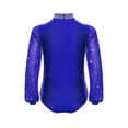 thumbnail image 2 of Doomiva Kids Boys Shiny Latin Tango Ballroom Dance Leotard Top Long Sleeve Bodysuit Gymnastics Modern Dancewear Royal Blue 14, 2 of 7