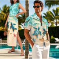 thumbnail image 3 of Uorisanigo Blue Turtle Couple Matching Outfit Husban and Wife Clothing Womens Short Sleeve Dress Summer Hawaiian Dresses and Womens Long Dress Sleeveless Beach Sundress, 3 of 8