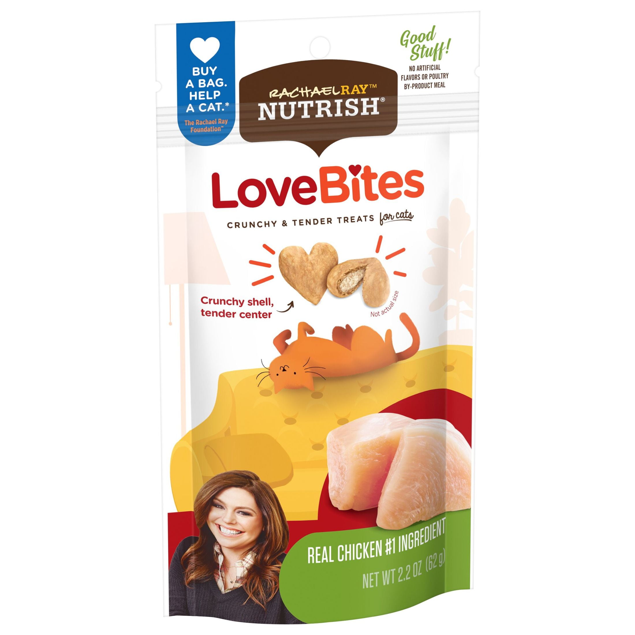 (4 pack) Rachael Ray Nutrish Love Bites Dry Cat Treats, Chicken, 2.2 oz. Bag