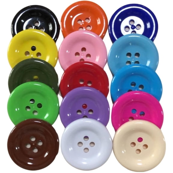 2 Inch (50mm) x 15pcs Big Size Buttons Large Plastic Resin Round 4 Hole Assorted Colors for Sewing Crafts Making DIY Project Decorative Accents & Fastening Clothes Scrapbooking