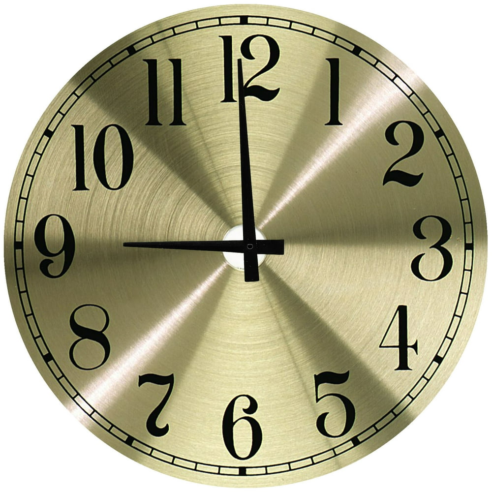 Round Wood Wall Clock Metallic Gold Black Bold numbers Large Clock Wall