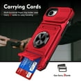 thumbnail image 6 of Dteck for iPhone 16e Case Wallet with with Card Holder [Store 2 Cards] + 360° Magnetic Rotated Ring Kickstand, Heavy Duty Drop Protection Wallet Phone Cover with Strap for iPhone 16e 6.1",Red, 6 of 7