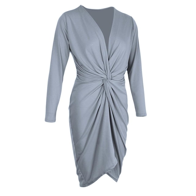 Ropa Atractiva Cómoda Mujer Gris vestido bodycon de manga larga Hugo