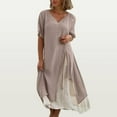 thumbnail image 2 of Robes pour Femmes Col en V Manches Courtes 2 Pcs Robe Asymétrique Fête Mariage Soirée, 2 of 5