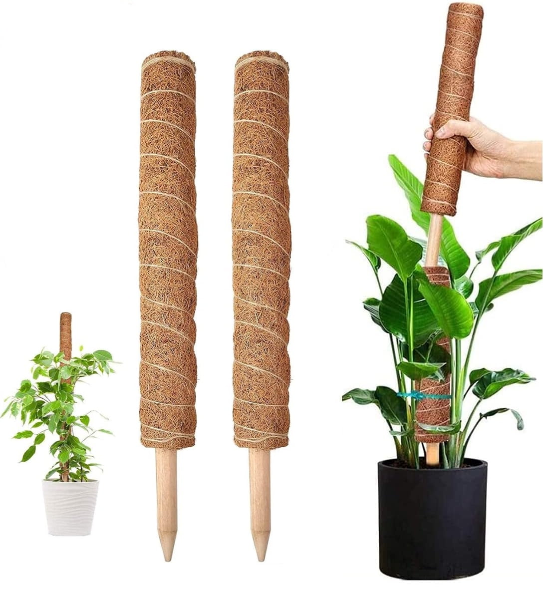 2 Pack 25 Inch Bendable Moss Pole for Indoor Plant Support