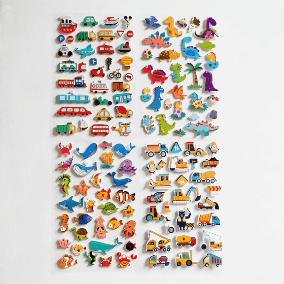 YUANJIAMU Kids 3D Stickers - Animal Friends Character Group for Rewards & Crafts