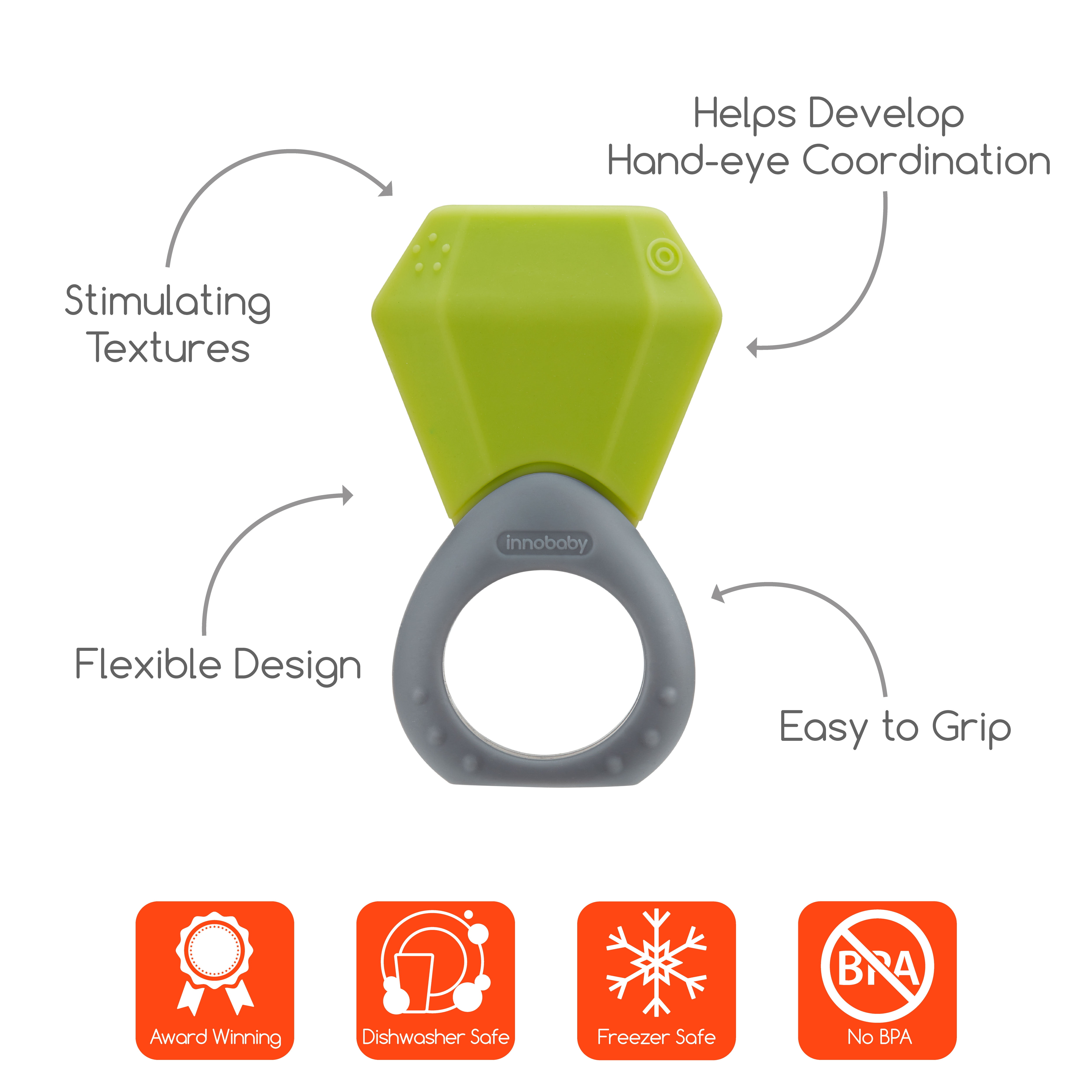 Innobaby Teethin' SMART Birthstone Ring Teether, August (Peridot)