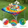 thumbnail image 4 of Colorful Rainbow Tie Dye Spiral Pattern Square Fitted Tablecloth with Elastic Edge,Square Table Cover,Washable Elastic Table Cover for Home Kitchen Party Decor 34"x34", 4 of 6