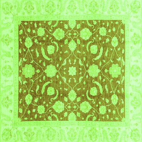 Ahgly Company Indoor Square Abstract Green Modern Area Rugs, 8' Square