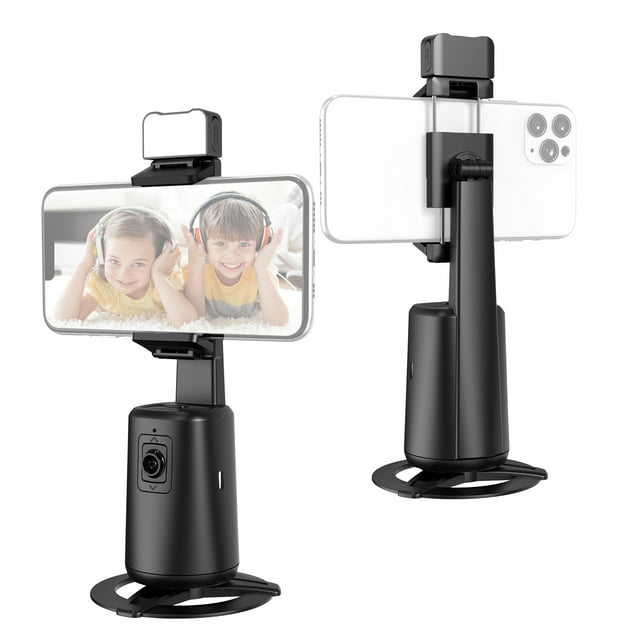 Riwcyla Auto Face Tracking Tripod Auto,tracking Phone Holder Desktop Selfie Gimbal Stand Rotatable 0.48ibs Load Capacity Face & Body Tracking Gesture Control with LED Fill Light & 1/4in Screw for Vl