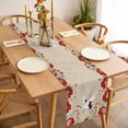 thumbnail image 3 of Table Runner 36 Inches Long for Kitchen Dining, Rustic Crane Dresser Scarf Farmhouse, Dining Table Decorations for Wedding/Parties, Vintage Red Teal Spring Floral Botanical 13 x 36 In, 3 of 8