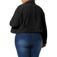 thumbnail image 4 of GRACE & GRANDEUR Women's Plus Size Lightweight Cropped Shacket Button Down Corduroy Shacket Jackets 3X Black, 4 of 7
