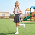 thumbnail image 6 of Domzest Girls Pleated Skirts A-line School Uniform Skorts with Built-in Skorts Elastic Tennis Skirt Athletic Golf Skirts Skort Casual Gray 110:3-4Y, 6 of 8