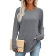 thumbnail image 2 of Posijego Women's Basic Long Sleeve Shirts Classic Tee Fall Tunic Tops Plain Loose Casual T-Shirts for Women, 2 of 7