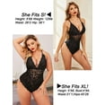 thumbnail image 7 of Chunoy Women Snap Crotch Lingerie Sexy Lace Bodysuit Deep V Teddy One Piece Lace Babydoll, 7 of 7