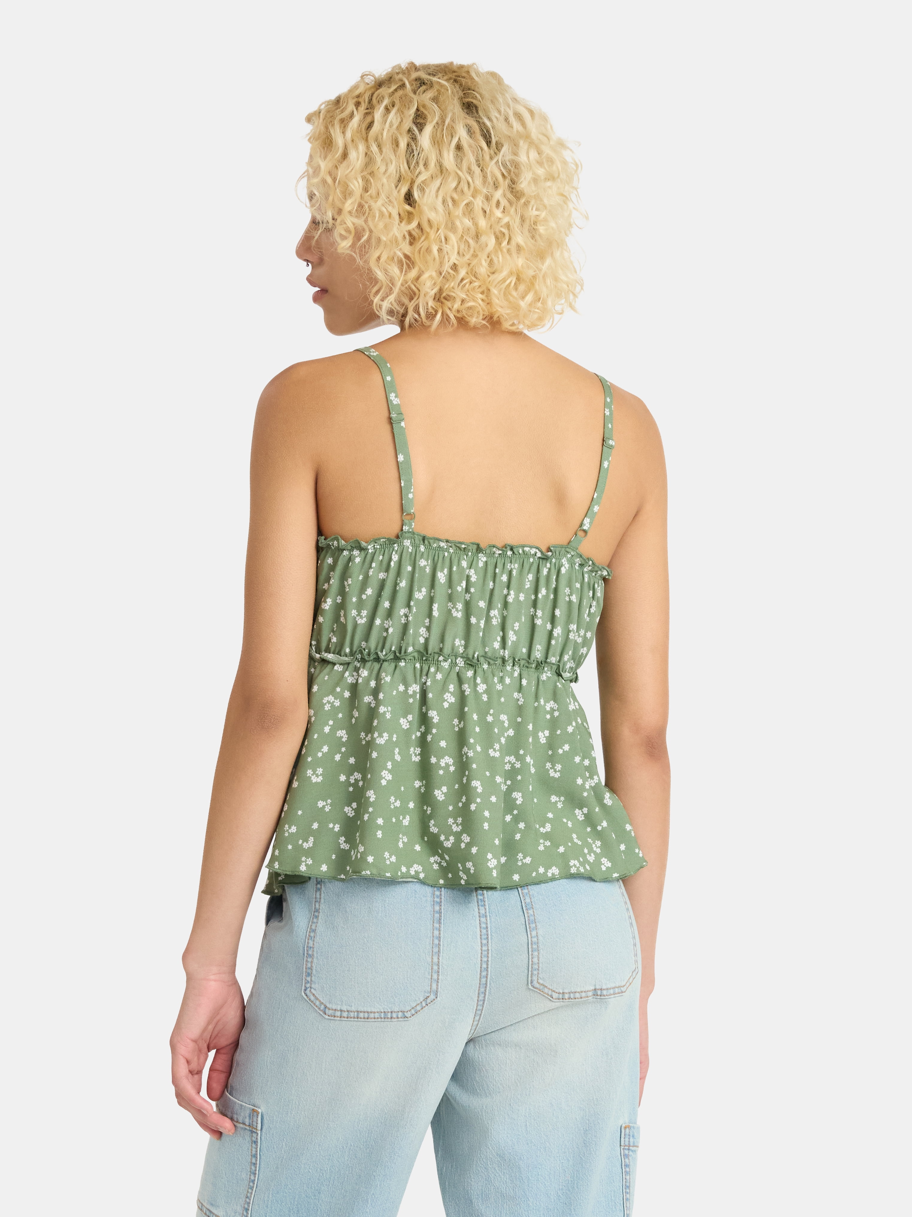 No Boundaries Woven Ruffle Top, Women’s