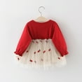 thumbnail image 6 of Zanarzt Baby Girls' Cotton Dress Toddler Kids Girls Floral Long Sleeve Mesh Tulle Ball Gown Dress Princess Clothes Red,0-12 Months, 6 of 8