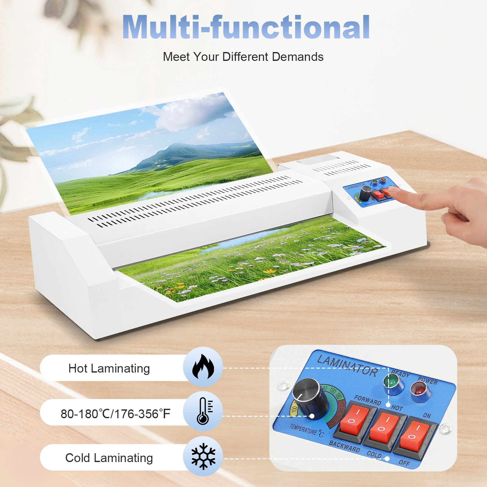 TFCFL 600W Thermal Laminating Machine 12.6in Heavy Duty Hot Cold Film Laminator for Laminating Letters, Business Cards, Photos, A3, A4