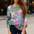 thumbnail image 4 of FrzhBrz 3/4 Length Sleeve Womens Tops Irish Shamrock Print St Patricks Day Shirt Women Crew Neck Pullover Graphic Tee Tops Saint Patricks Day T Shirts, 4 of 5