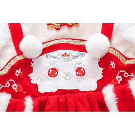 

eczipvz Baby Girl Clothes Toddler Kids Baby Children Fairy Hanfu Dresses forChinese New Year Lined Warm Clothes for(Red 12-18 Months)