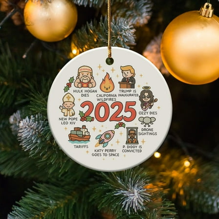 2025 Year in Review Ornament: Funny Christmas Gag Gift Ceramic Decoration