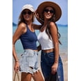 thumbnail image 6 of Ekouaer Women Halter Top Backless Scroop Neck Slim Stretchy Ribbed Knit Camisole Crop Tops, 6 of 6
