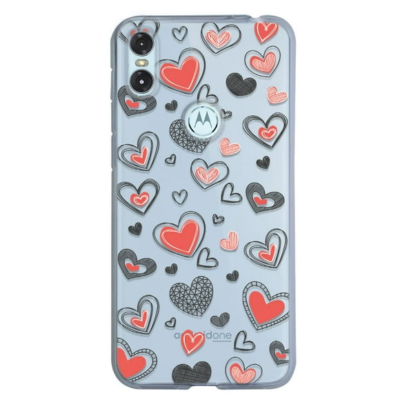 Funda para Moto One InstaCase Corazones Grafito anticaídas 2mm