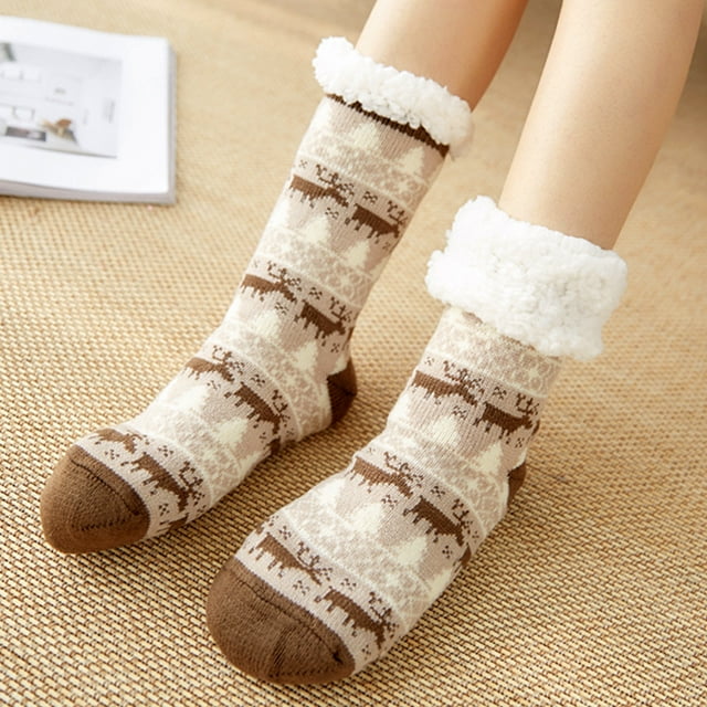 Womens Slipper Fuzzy Socks Non Slip Winter Warm Soft Fluffy Cozy Fleece Lining Home Socks,Color6