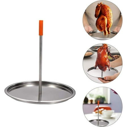 1Pc Vertical Barbecue Stand,Stainless Steel Barbecue Rack,BBQ Detachable Spike Meat Spit,Vertical Kebab Skewer,Roasting Chicken Plate