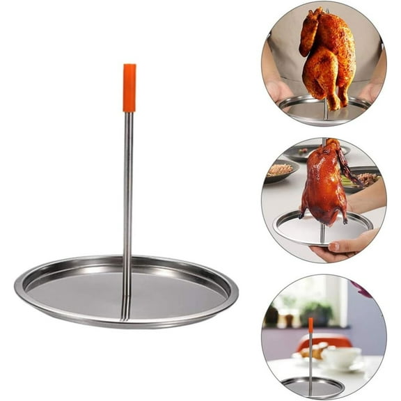 1Pc Vertical Barbecue Stand,Stainless Steel Barbecue Rack,BBQ Detachable Spike Meat Spit,Vertical Kebab Skewer,Roasting Chicken Plate
